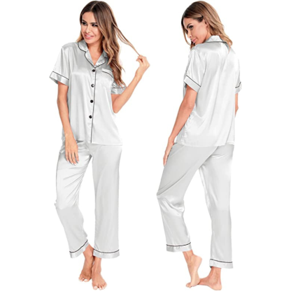 Women Silk Satin Two Piece Sleepwear