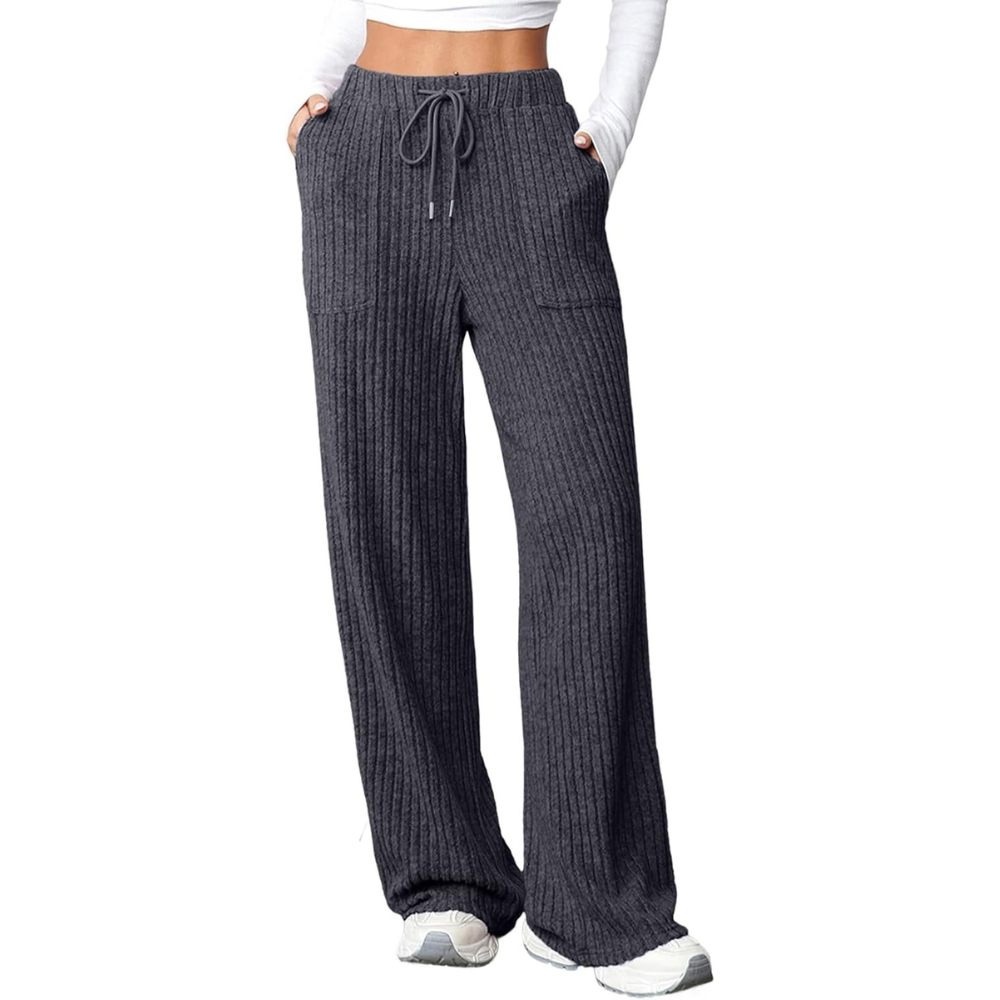 Ribbed Knit Lounge Pants With Pockets