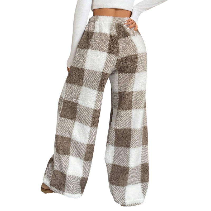 Fuzzy Plush Pajama Pants With Drawstring