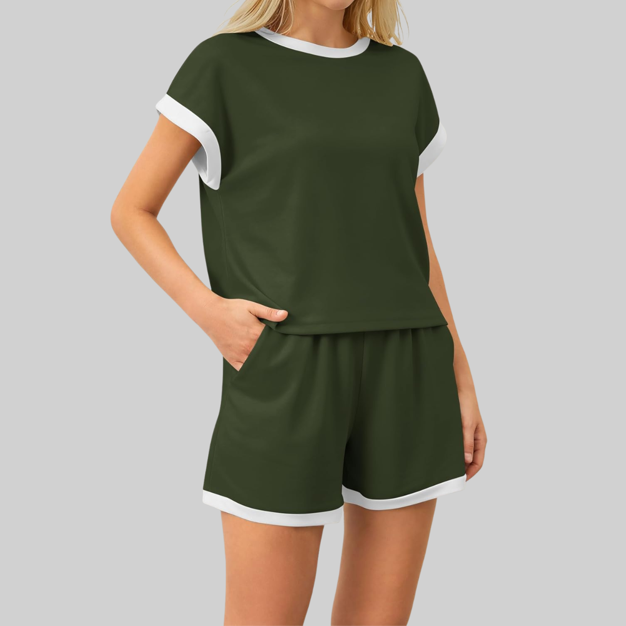 Casual Summer Loungewear Set With Knit Top