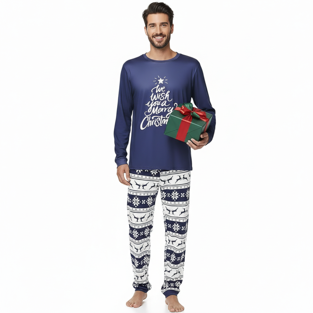 Matching Family Christmas Pajamas Sets With Bear Print For Winter Holidays