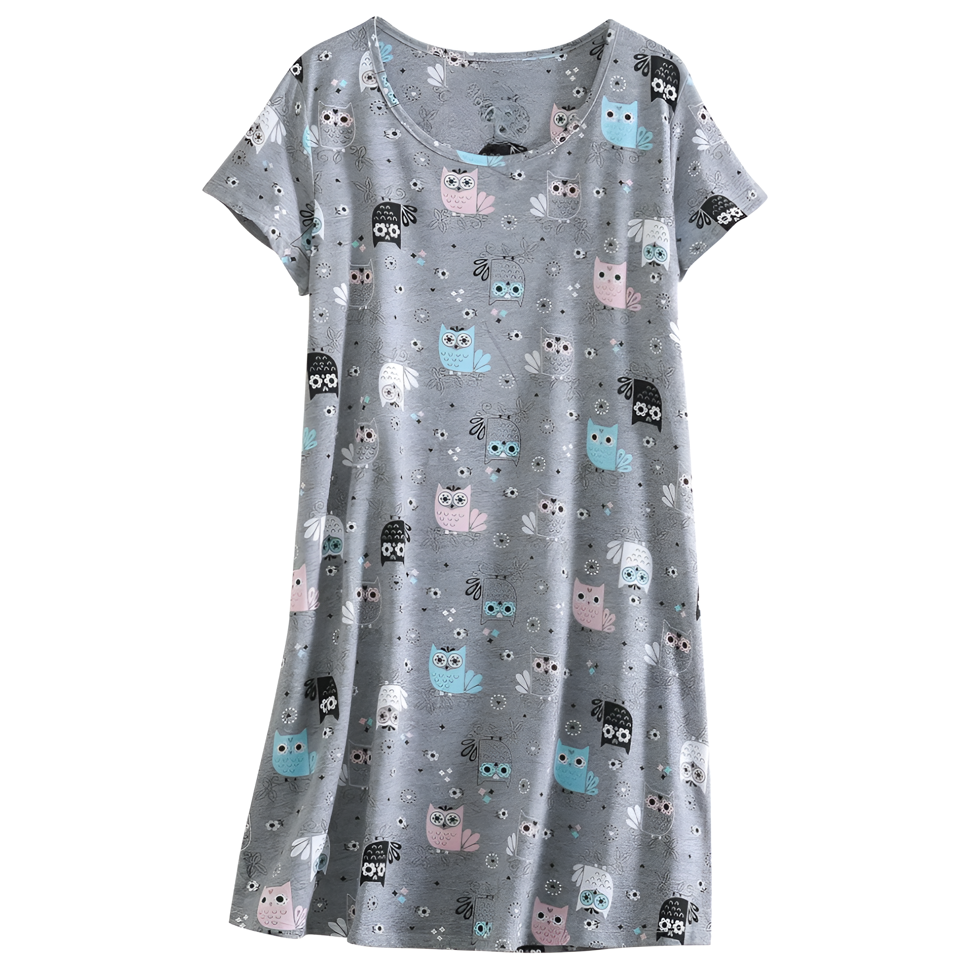 Casual Nightgown And Short Sleeves Sleep Dress With Print