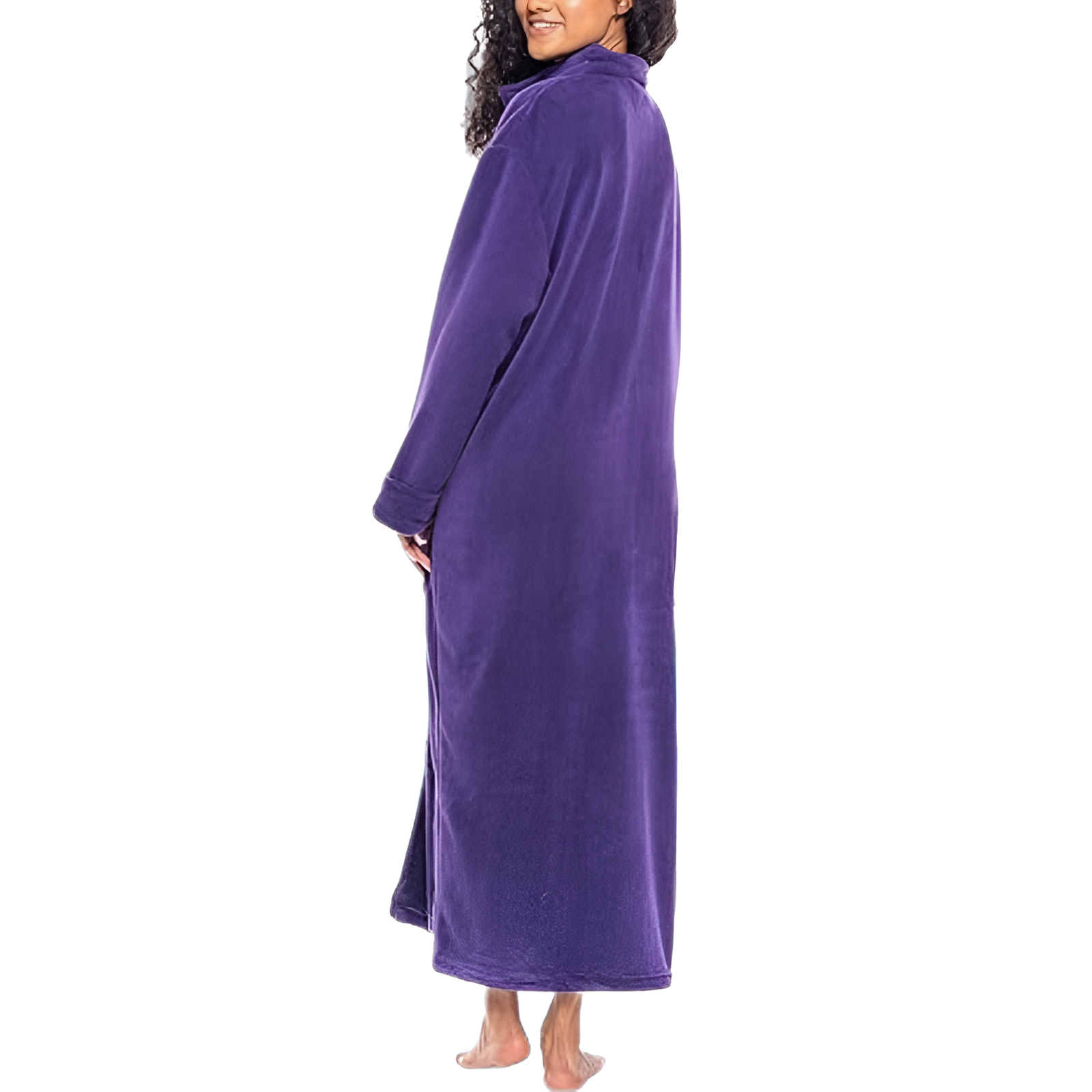 Long Zip Up Robes Plush Zipper Robes For Plus Size Housecoats Zipper Front