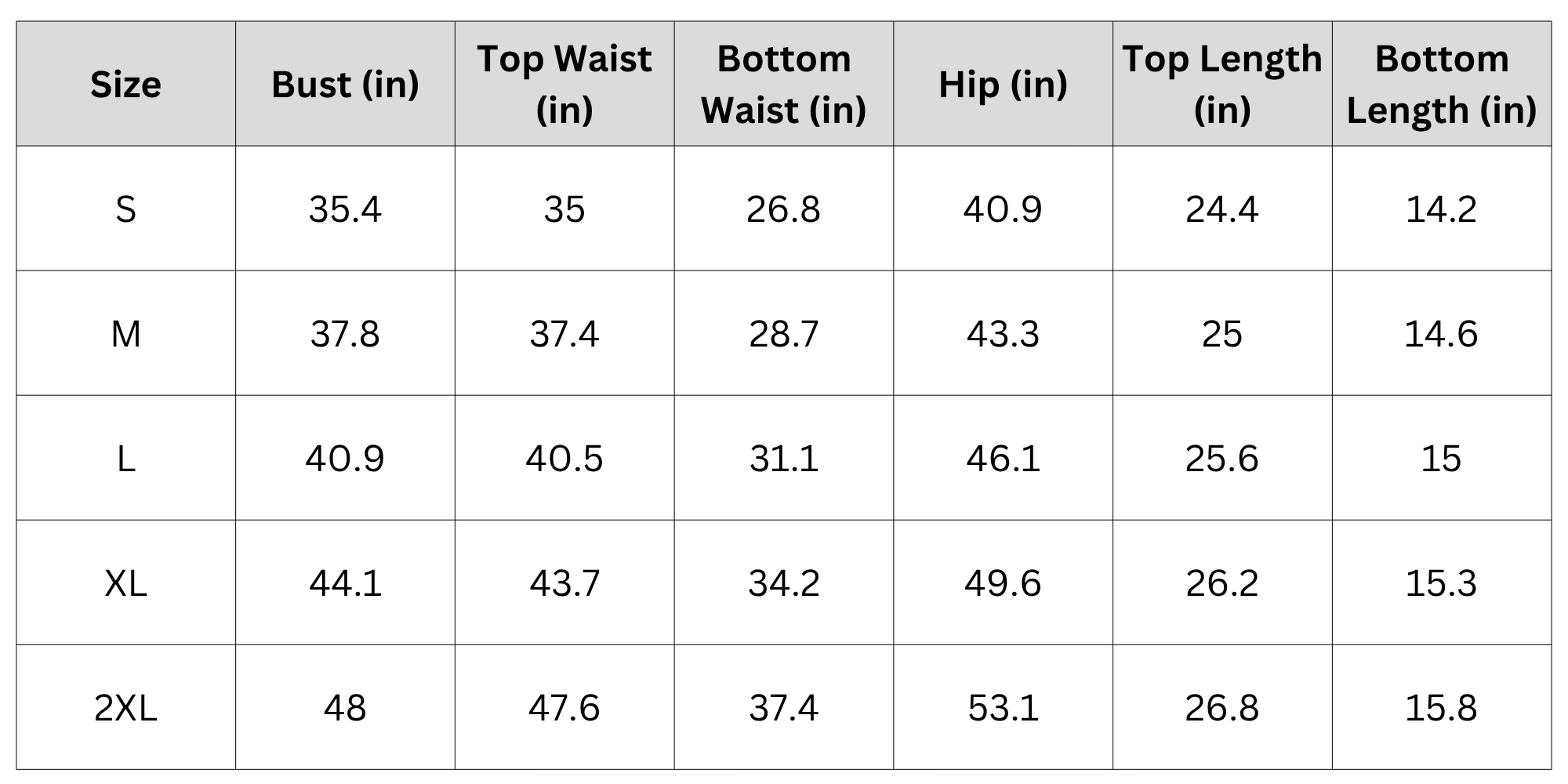 Size Chart