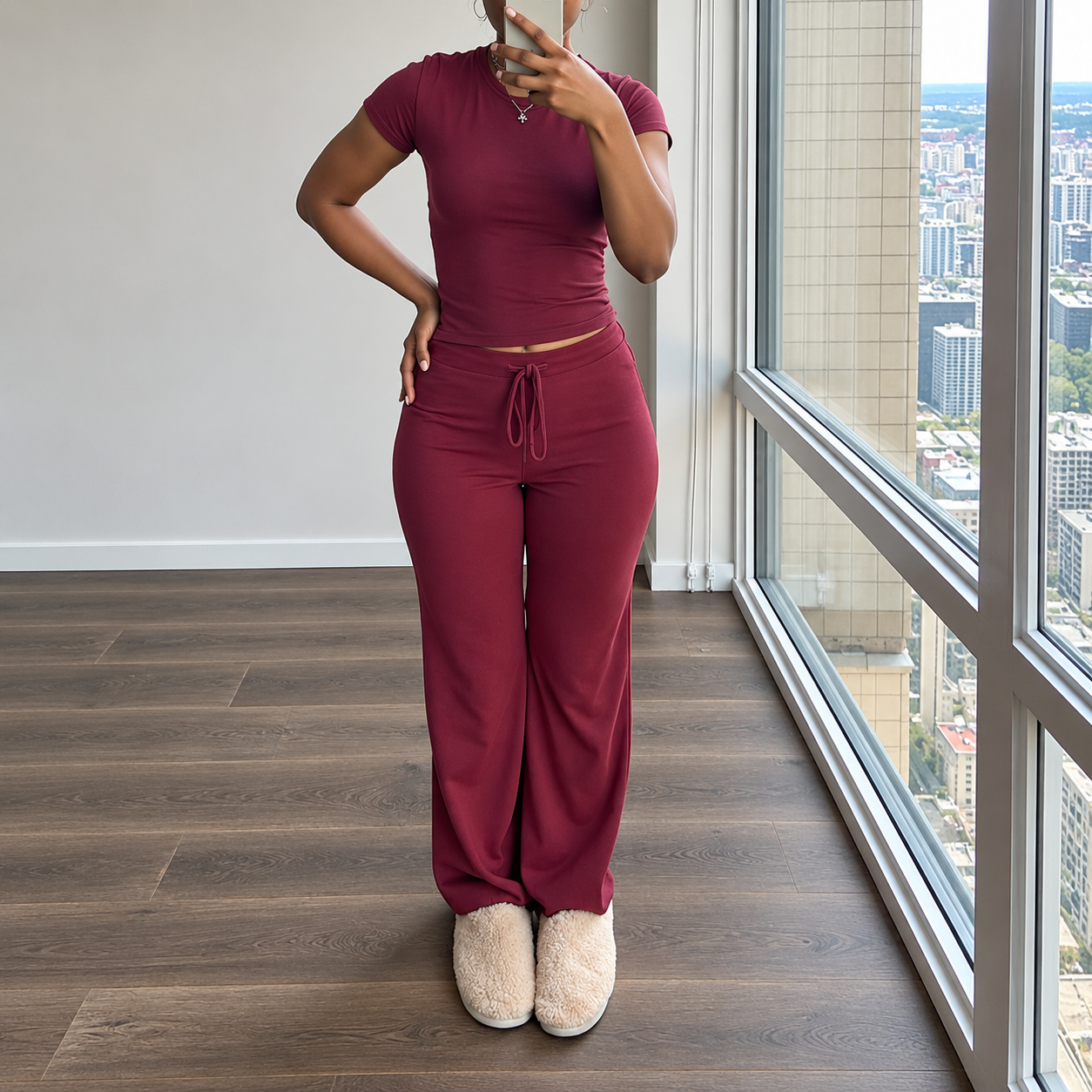 2 Pieces T Shirt And Pants Matching Set For Women