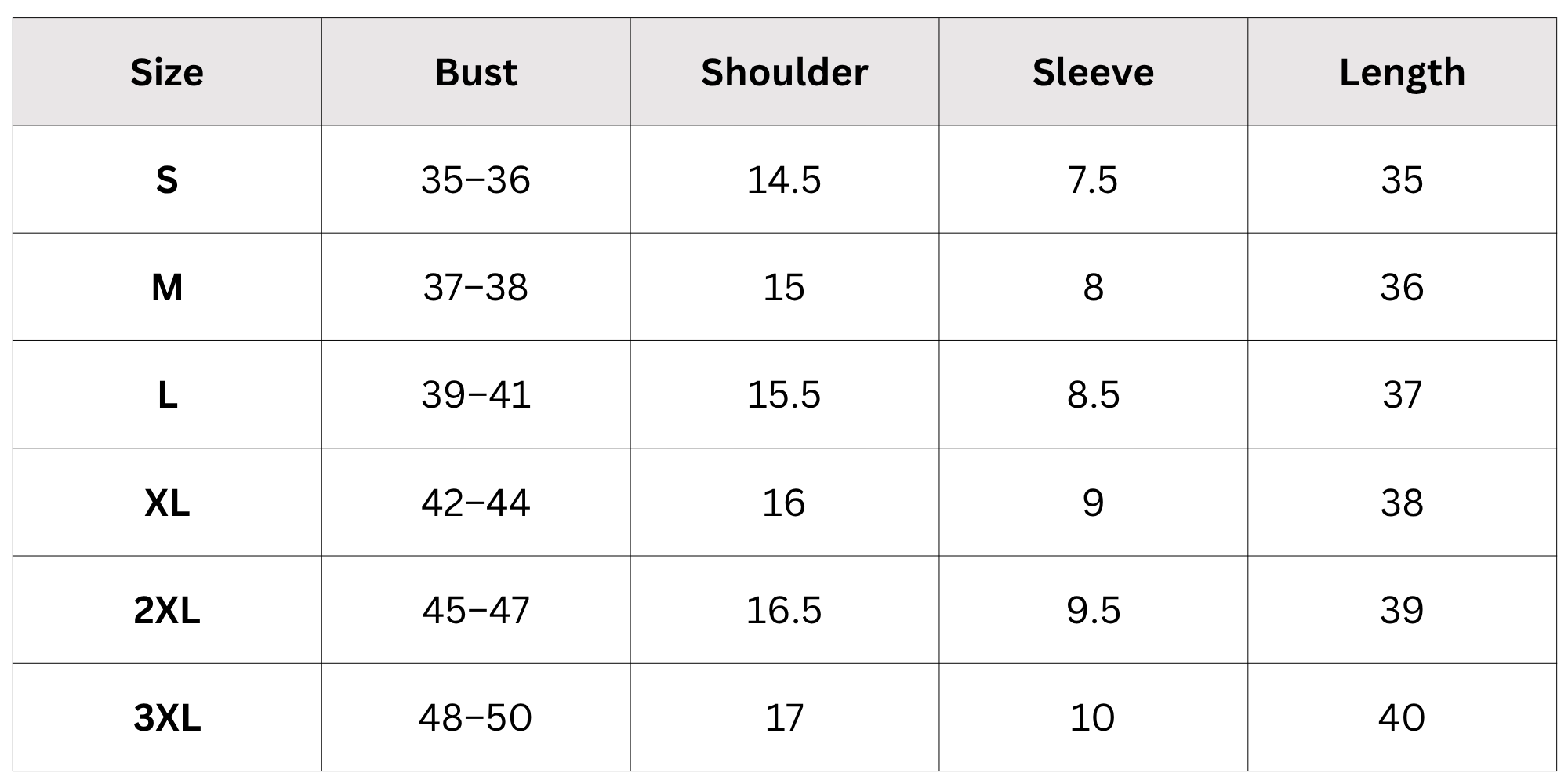 Size Chart