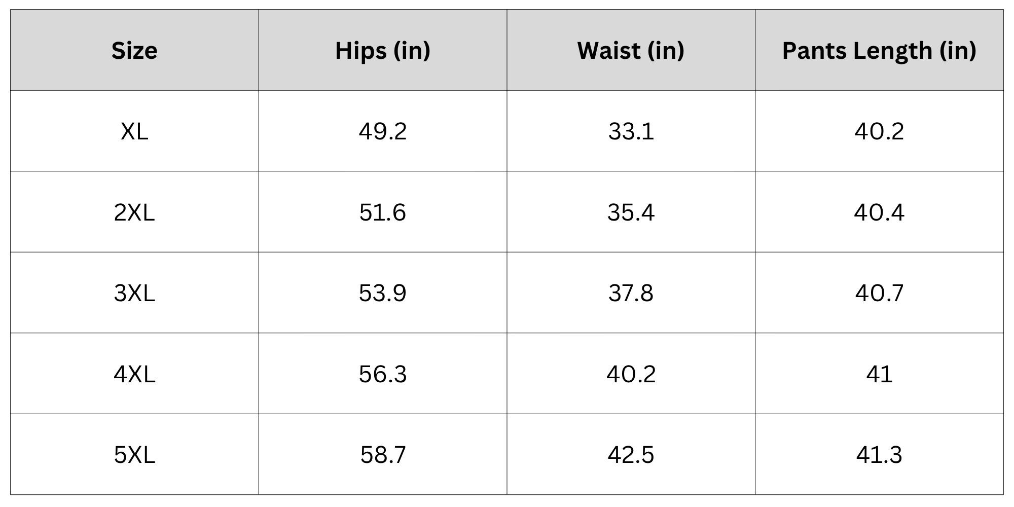 Size Chart