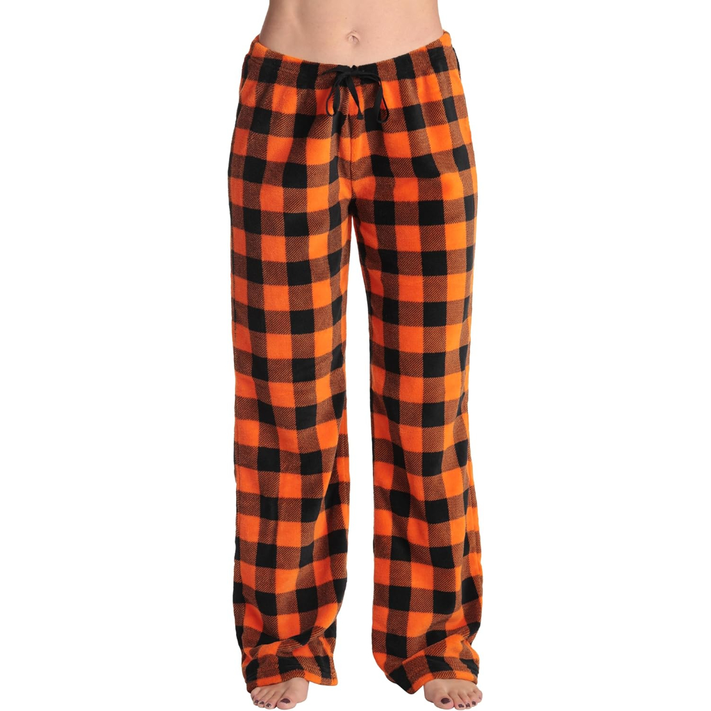 Plush Pajama Pants For Women With Buffalo Plaid Style