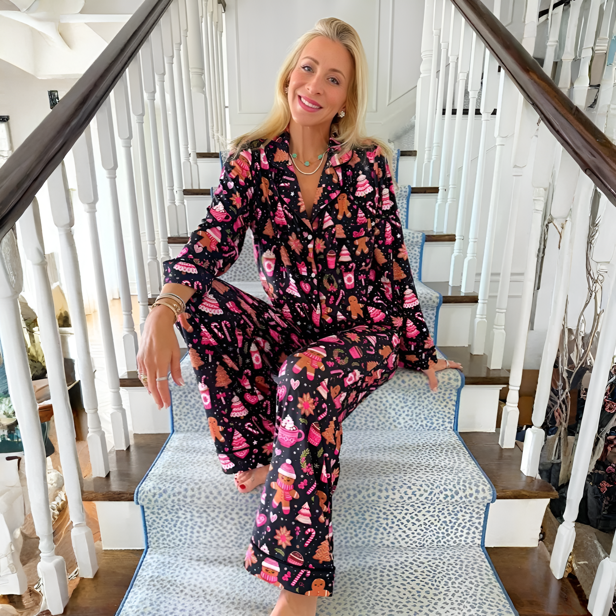 Holiday Printed Christmas Treat Pajama Set