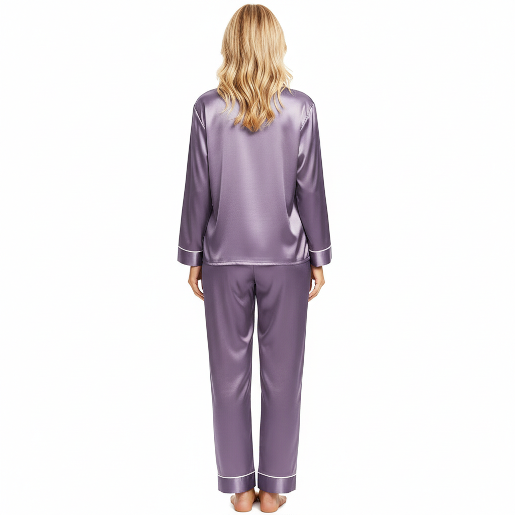 Long Sleeve Button Down Pajama Set For Women Sleepwear
