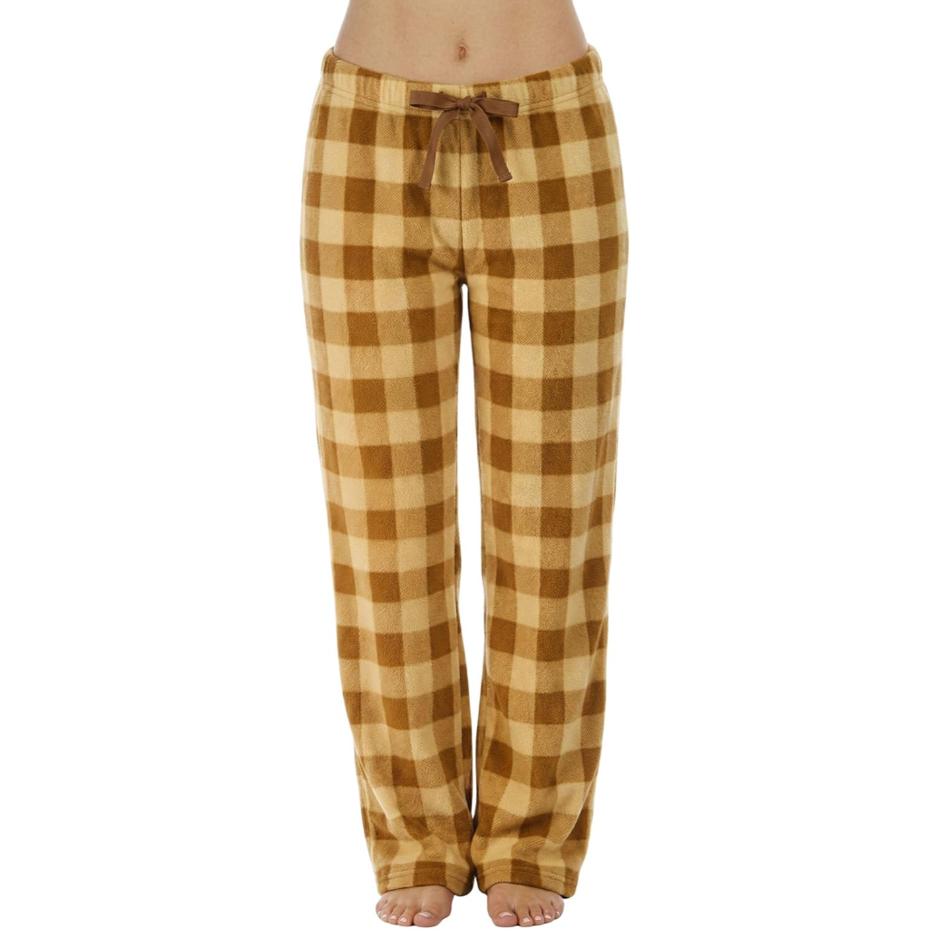 Plush Pajama Pants For Women With Buffalo Plaid Style