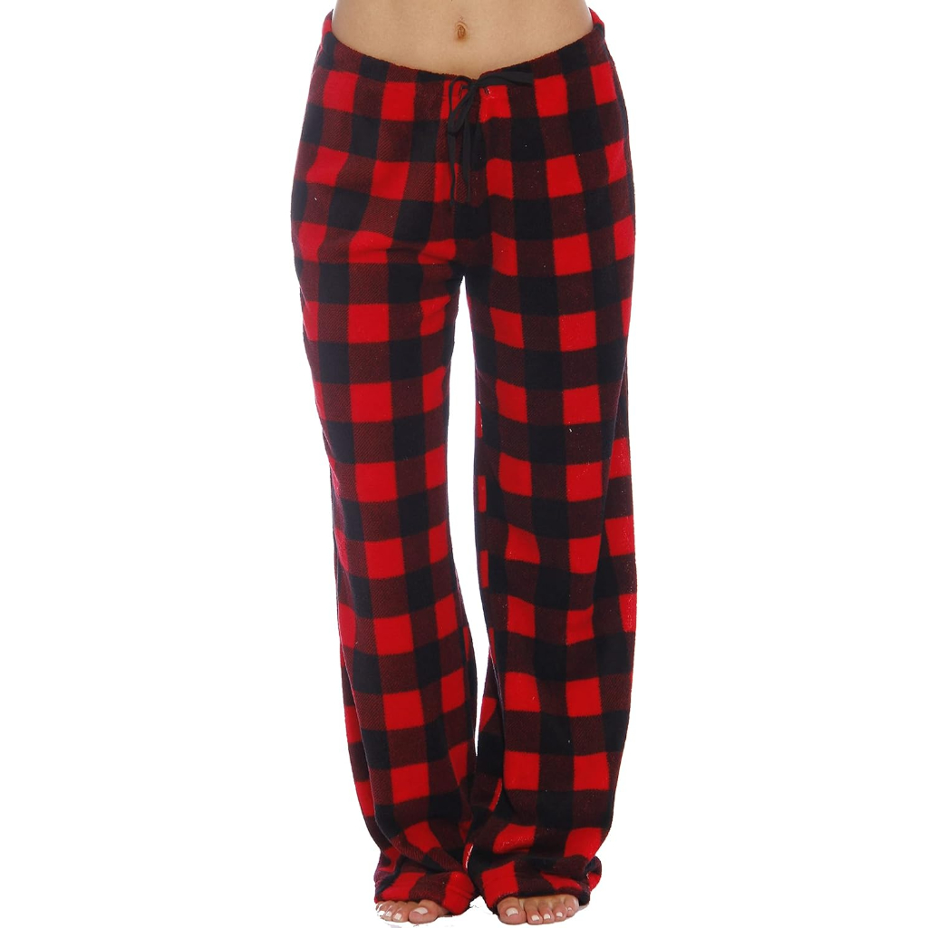 Plush Pajama Pants For Women With Buffalo Plaid Style
