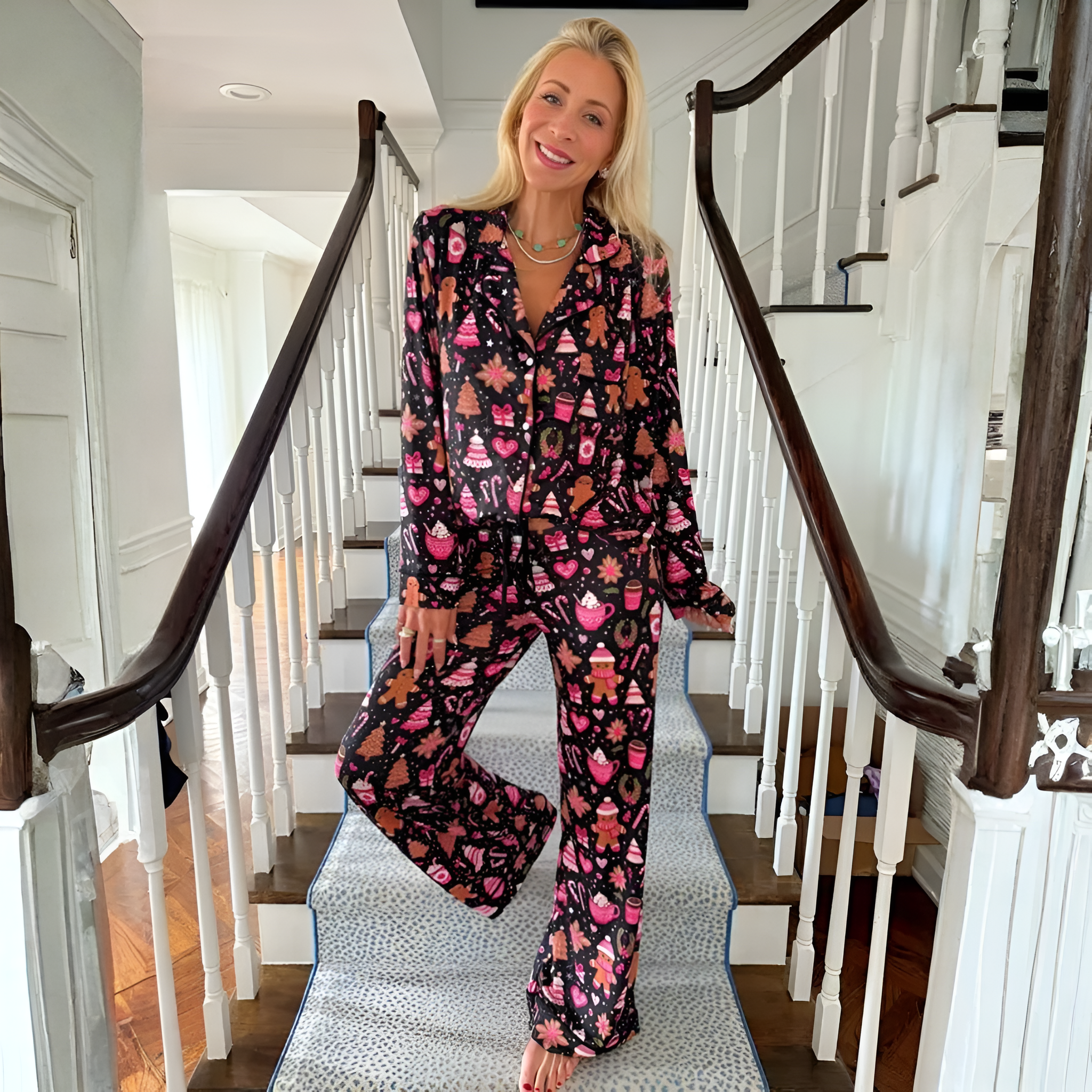 Holiday Printed Christmas Treat Pajama Set