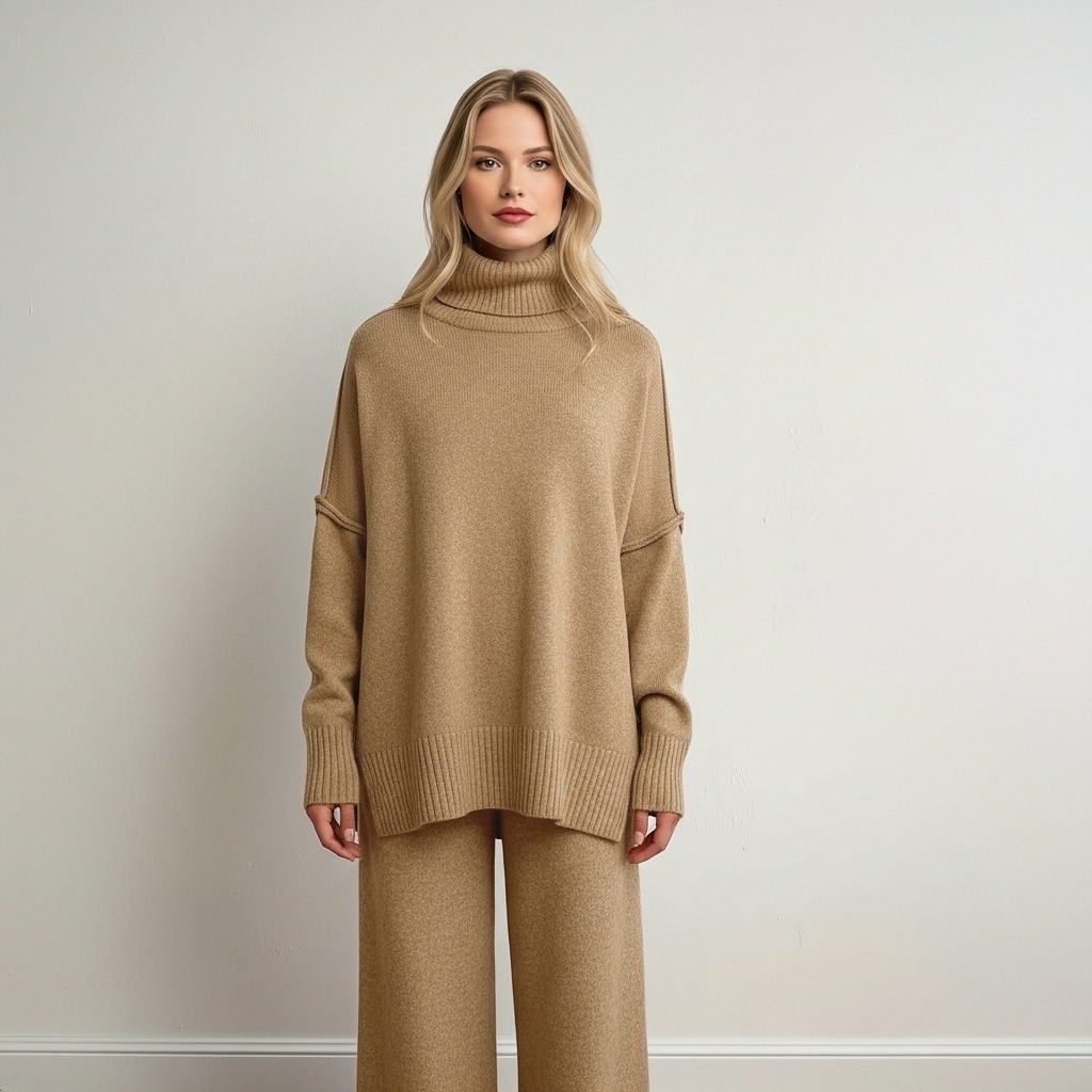 Cozy Oversized High Collar Knit Set