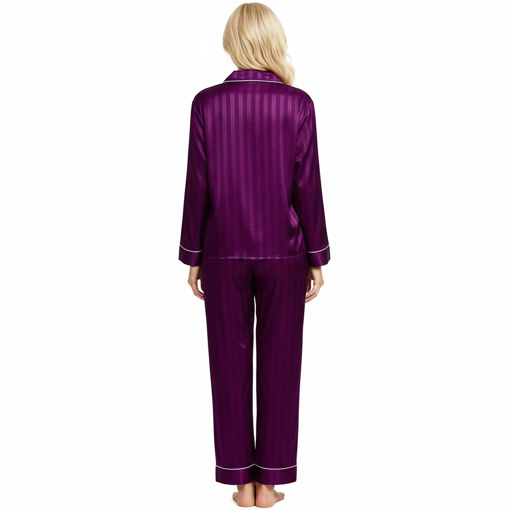 Long Sleeve Button Down Pajama Set For Women Sleepwear