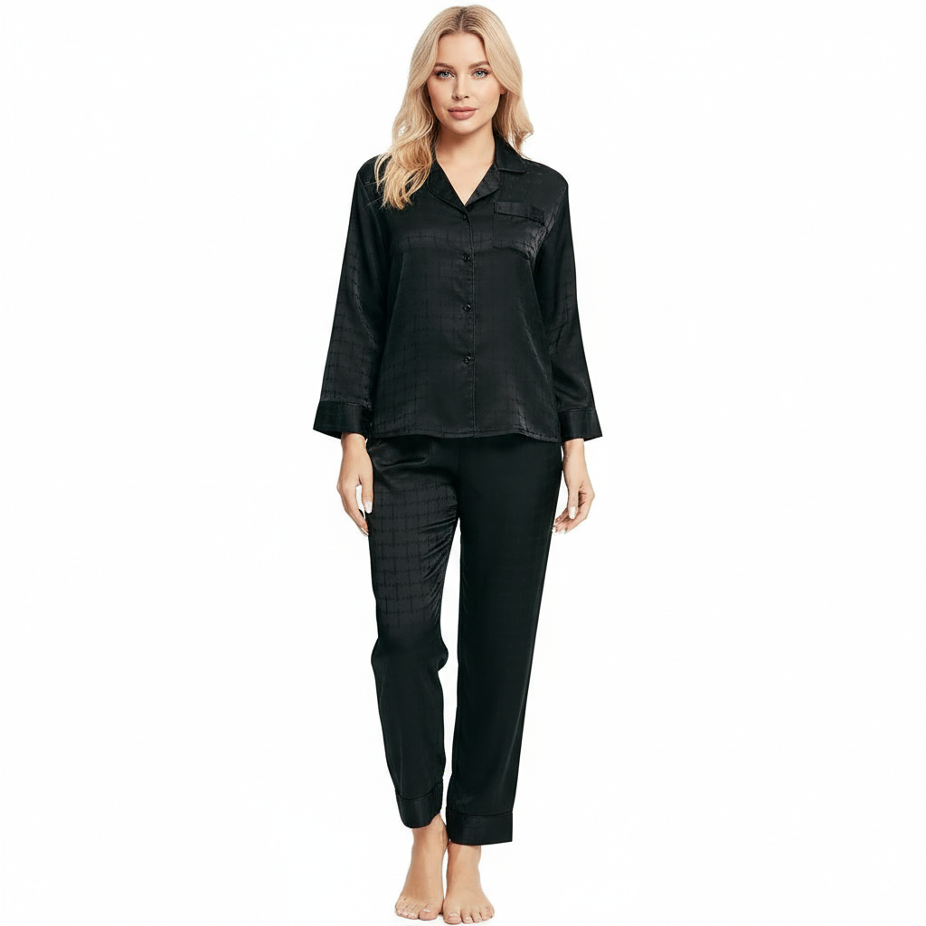 Long Sleeve Button Down Pajama Set For Women Sleepwear