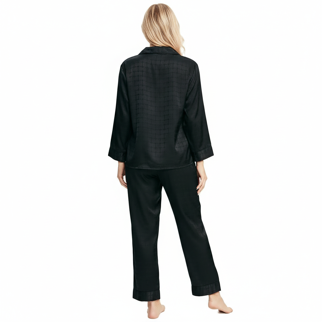 Long Sleeve Button Down Pajama Set For Women Sleepwear