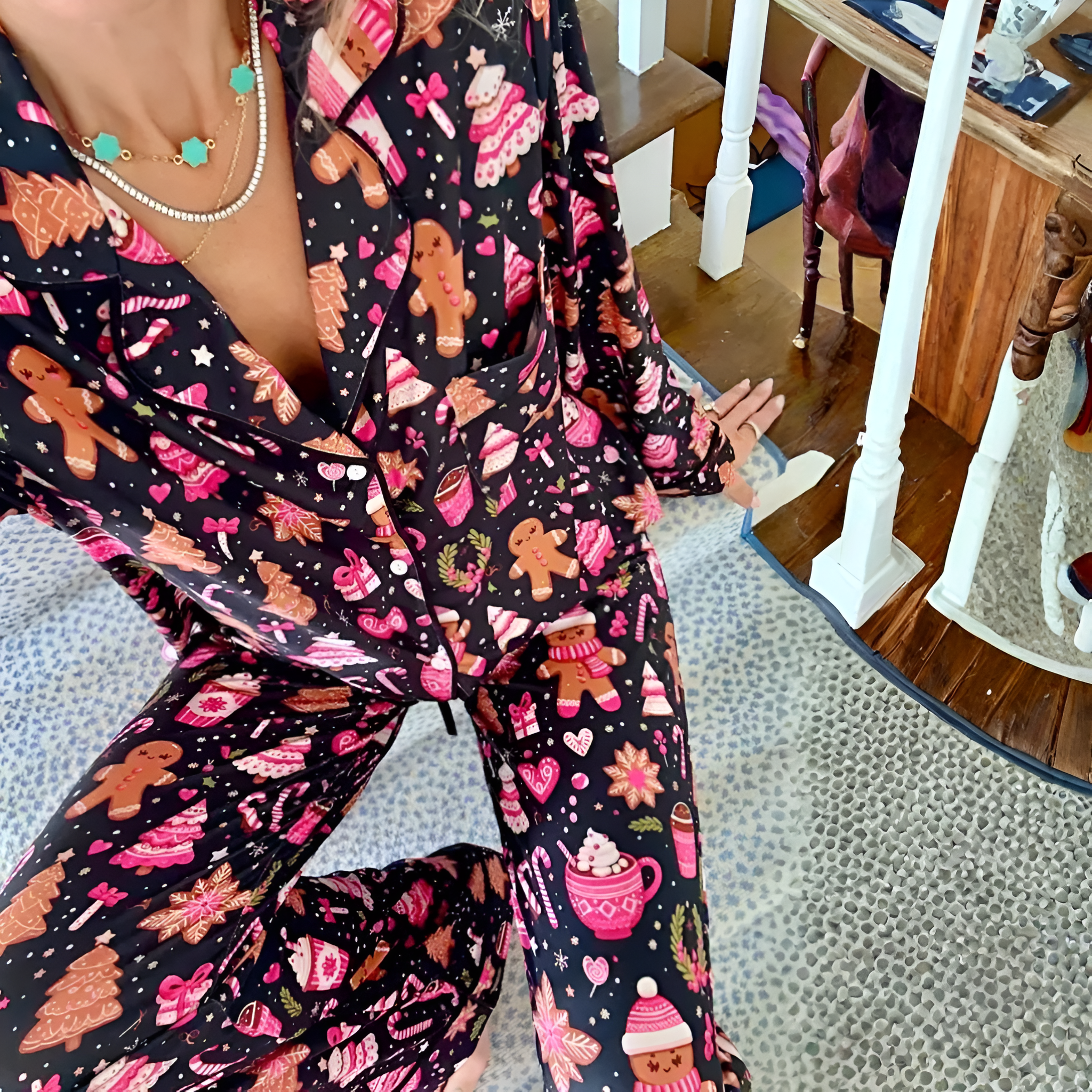 Holiday Printed Christmas Treat Pajama Set