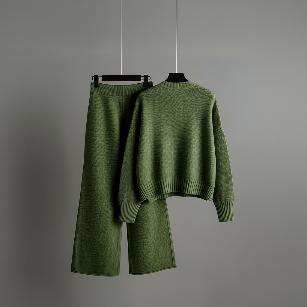 Seed Stitch Knit Sweater Pants Set