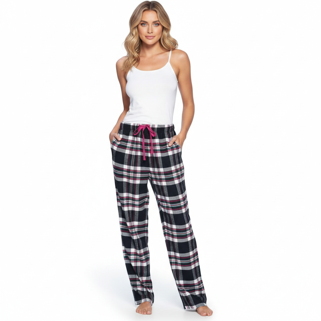 Lounge Pajama Pants With Checkered Pattern For Women