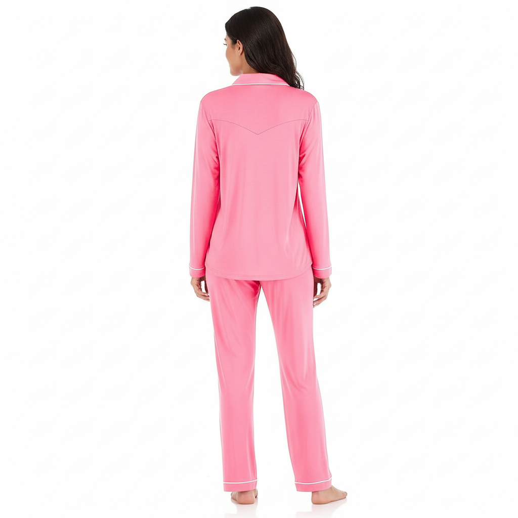 Long Sleeve Button Down Pajama Set For Women