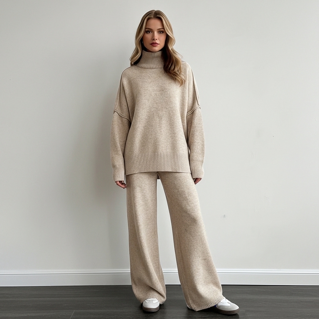 Cozy Oversized High Collar Knit Set