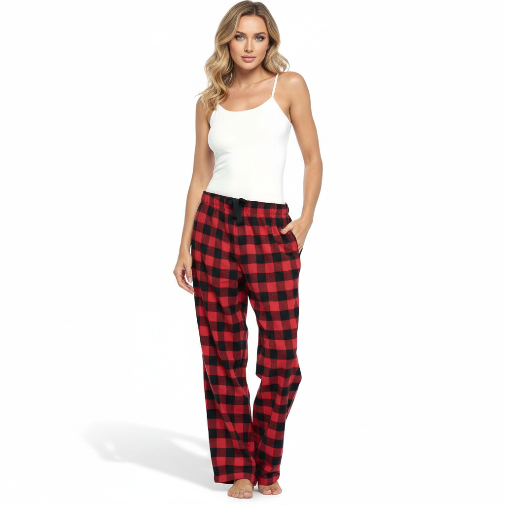 Lounge Pajama Pants With Checkered Pattern For Women