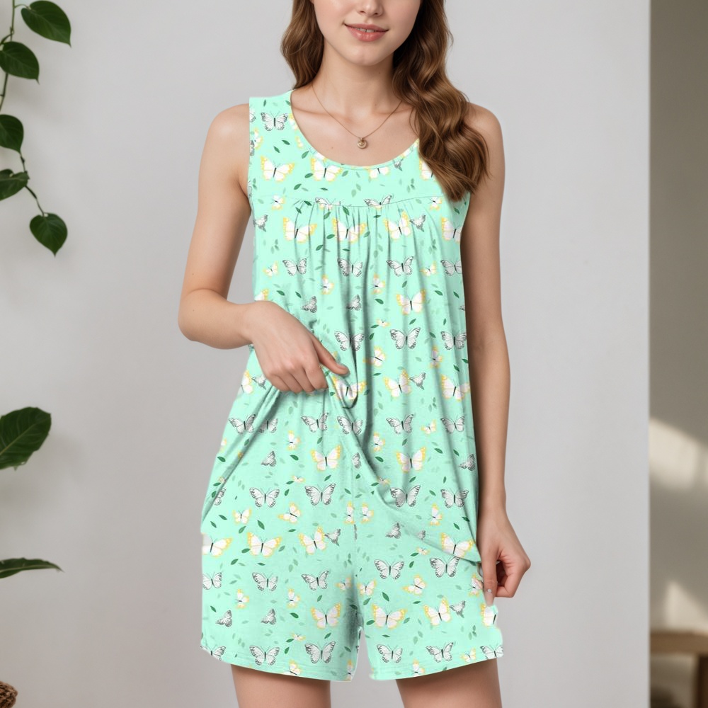 Set Of 2 Piece Shorts Sleepwear With Pockets