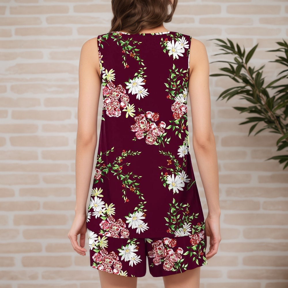 Set Two Piece Pajamas With Shorts And Pockets