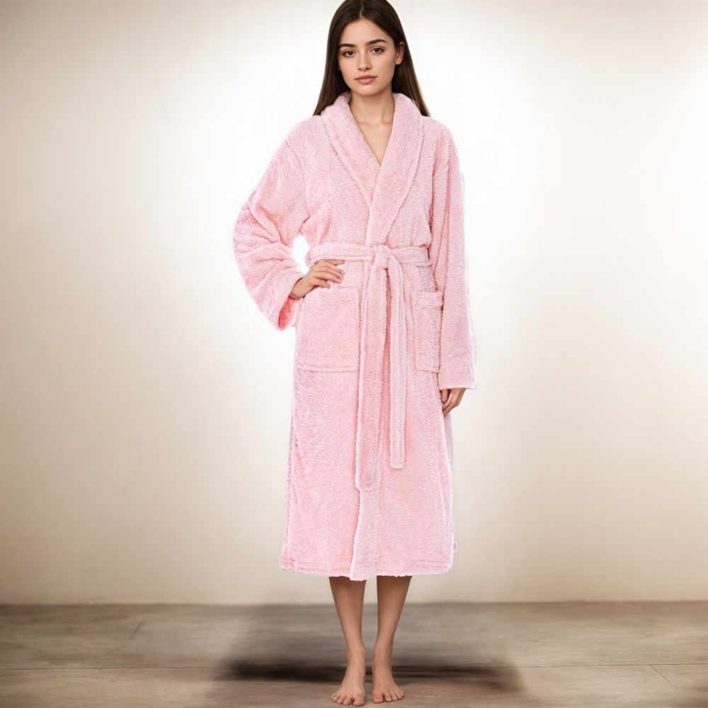 Women Long Plush Fleece Robe