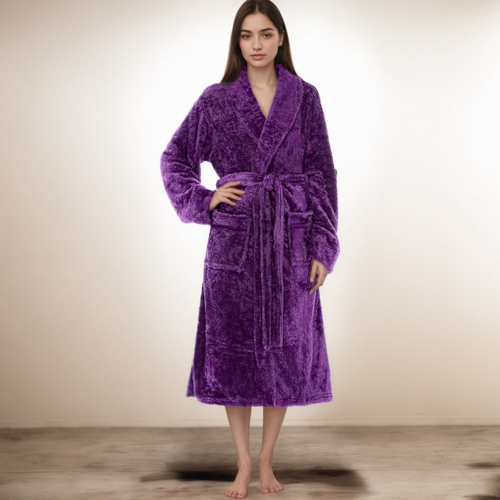 Women Long Plush Fleece Robe