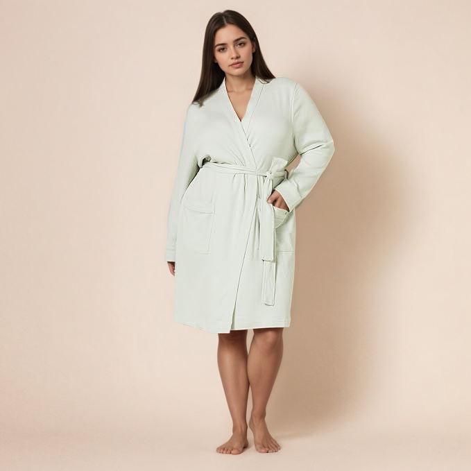Women Waffle Mid Length Robe