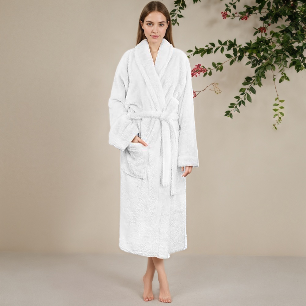 Women Long Plush Fleece Robe