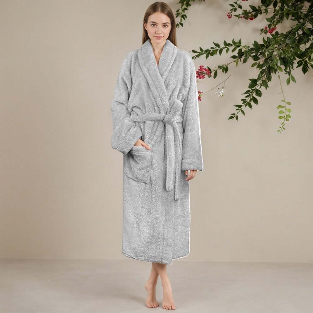 Women Long Plush Fleece Robe