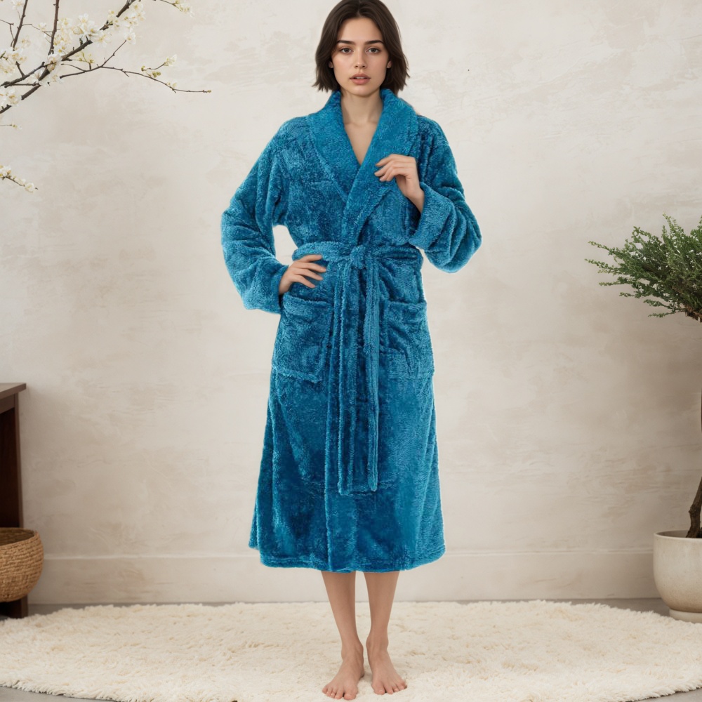 Women Long Plush Fleece Robe