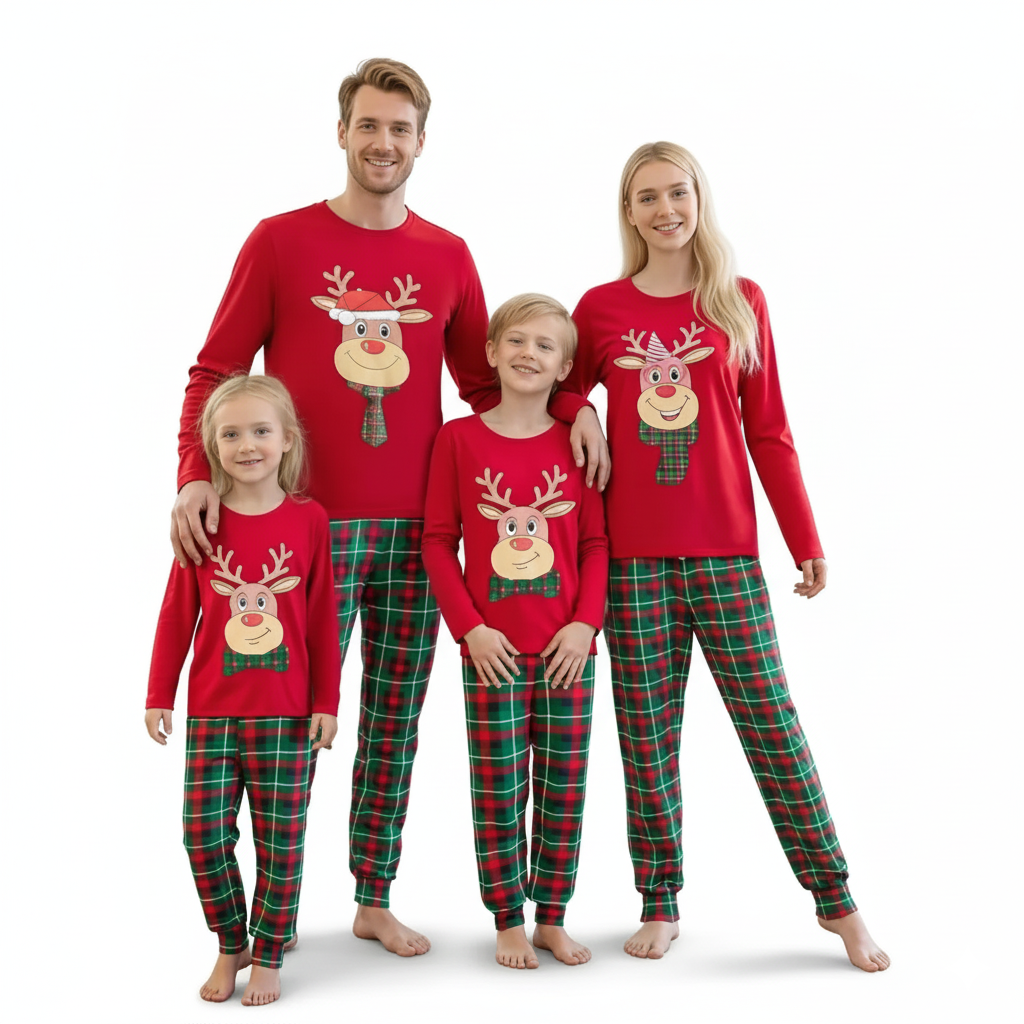 All Over Print Christmas Reindeer Pattern Family Matching Pajama Set