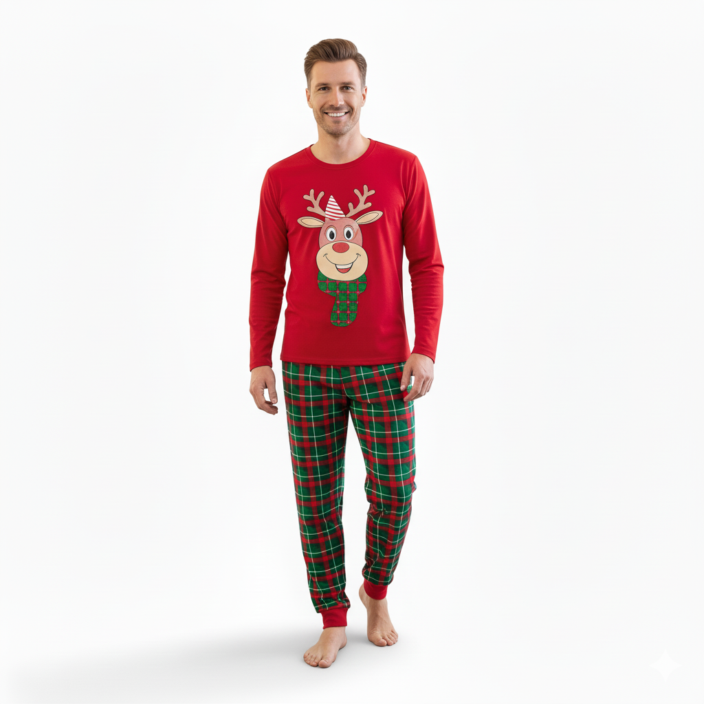 All Over Print Christmas Reindeer Pattern Family Matching Pajama Set