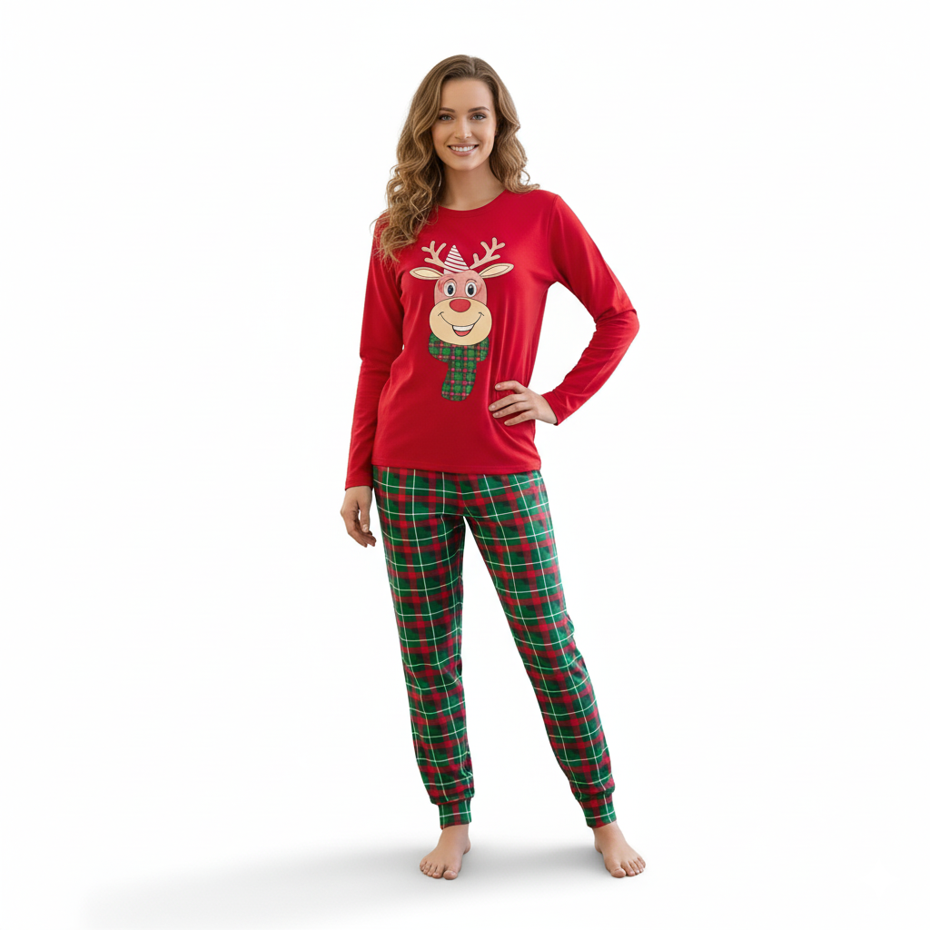 All Over Print Christmas Reindeer Pattern Family Matching Pajama Set