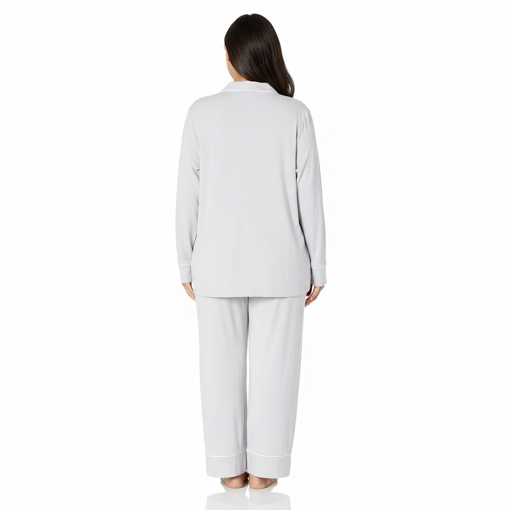 Modal Long Sleeve Shirt Full Length Pajama Set For Women
