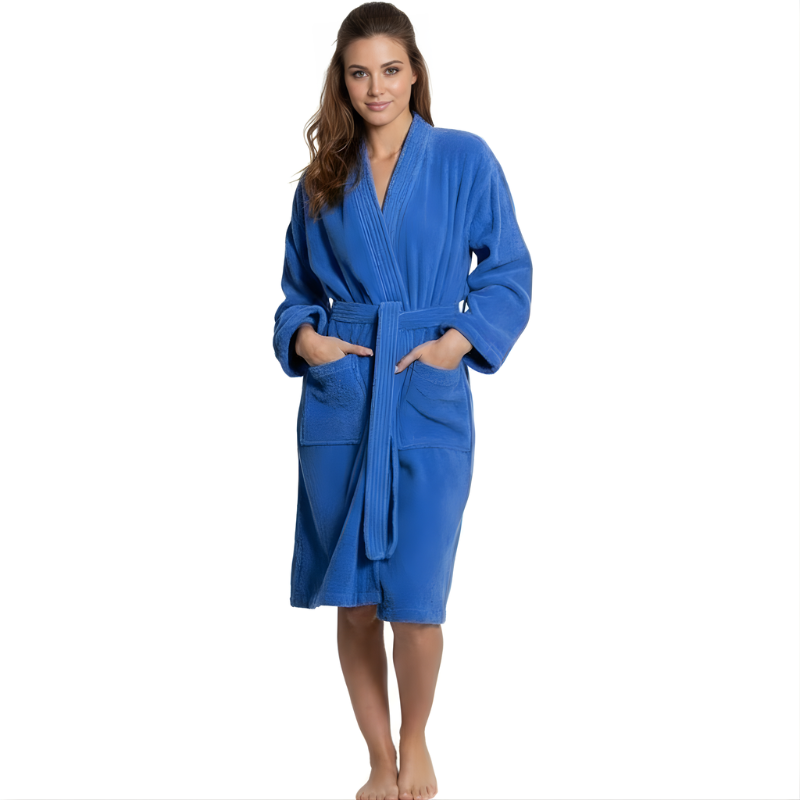 Soft Turkish Terry Cloth Kimono Design Bathrobe For Women