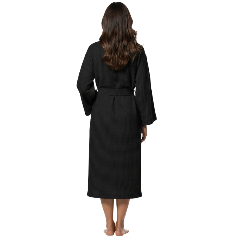 Lightweight Waffle Kimono Style Full Length Bathrobe