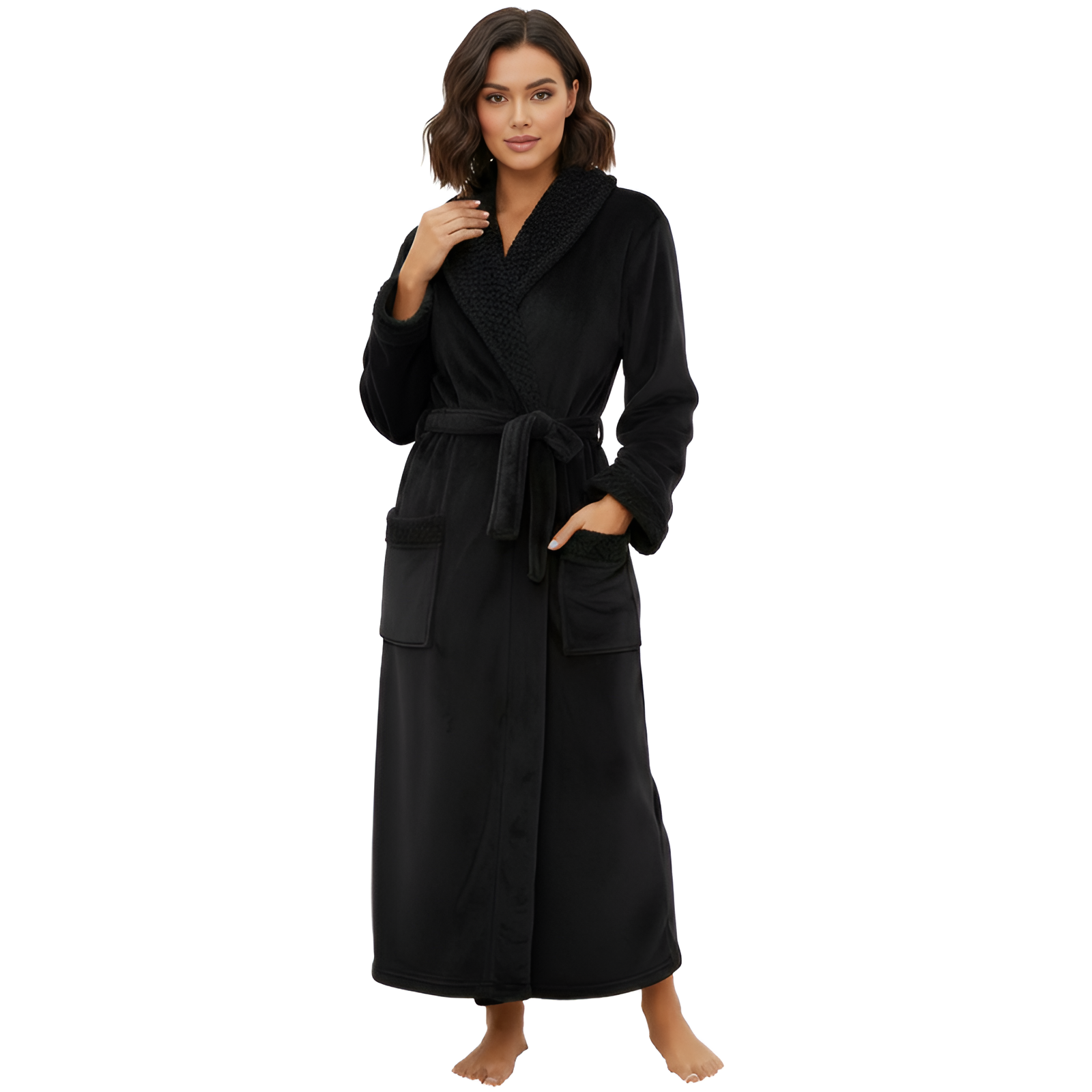 Full Length Plush Fleece Warm Bathrobes For Women