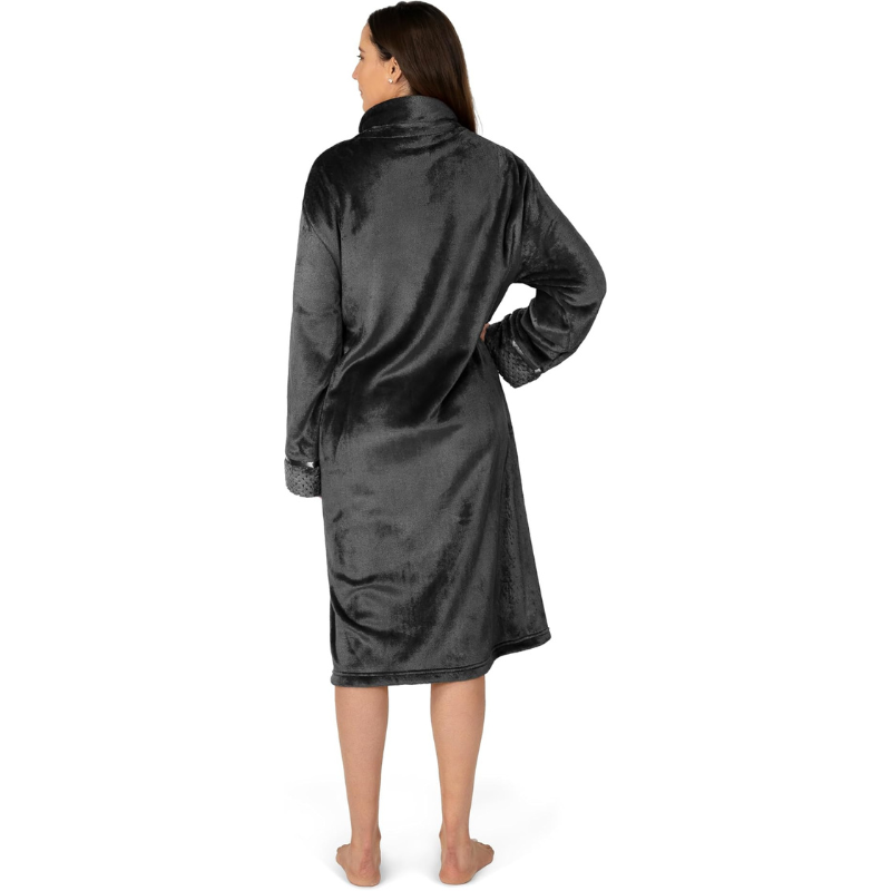 Cozy Zip Up Front Bathrobe With Soft Fleece For Women