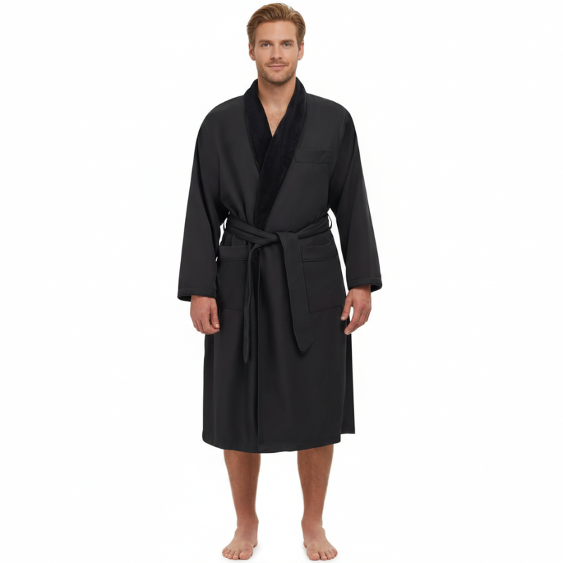Plush Lined Microfiber Bathrobe With Pockets For Women