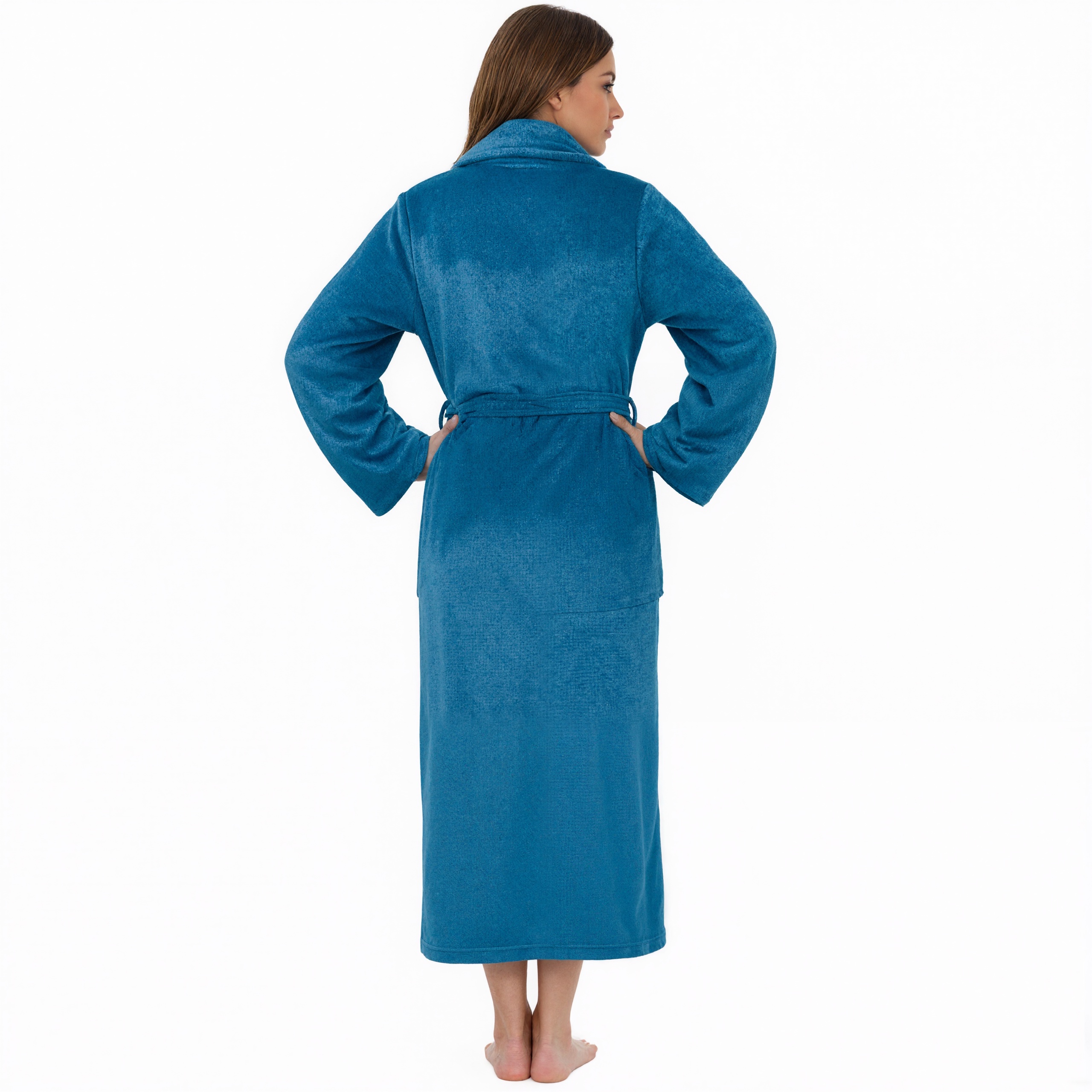 Soft Plush Fleece Long Bathrobe For Women Home Wear