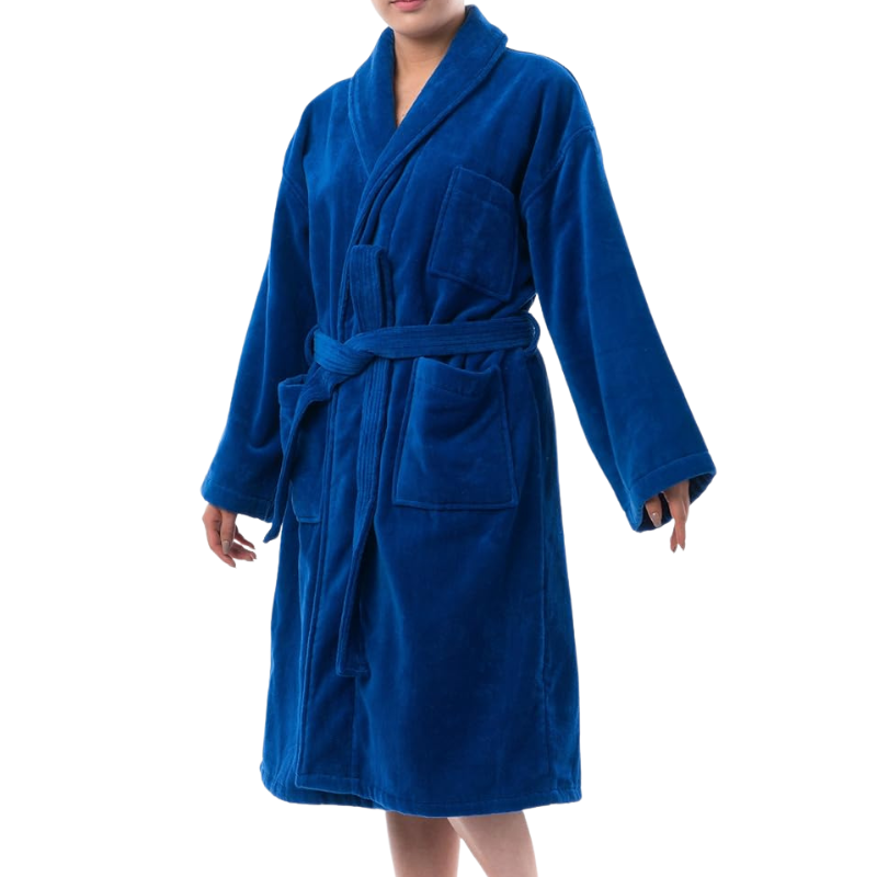 Soft Terry Bathrobe With Shawl Collar And Belt