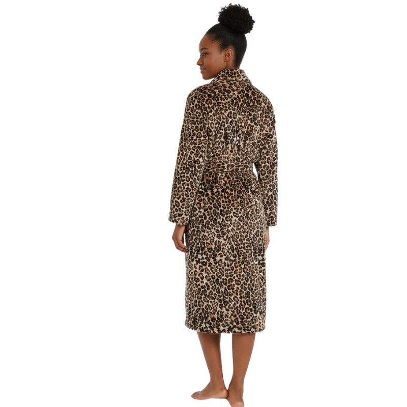 Warm Plush Fleece Kimono Style Long Bathrobe