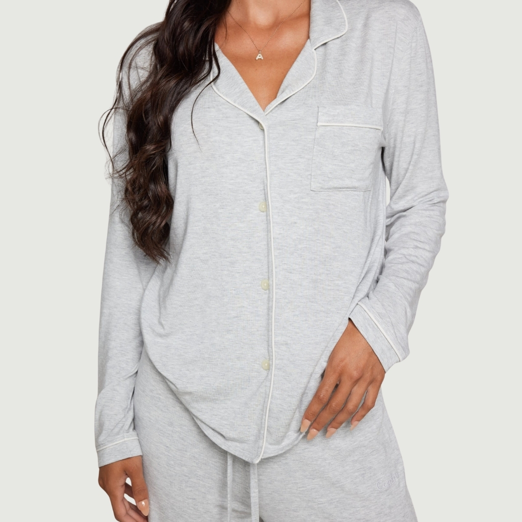 Button Front Lounge Pajama Set For Women