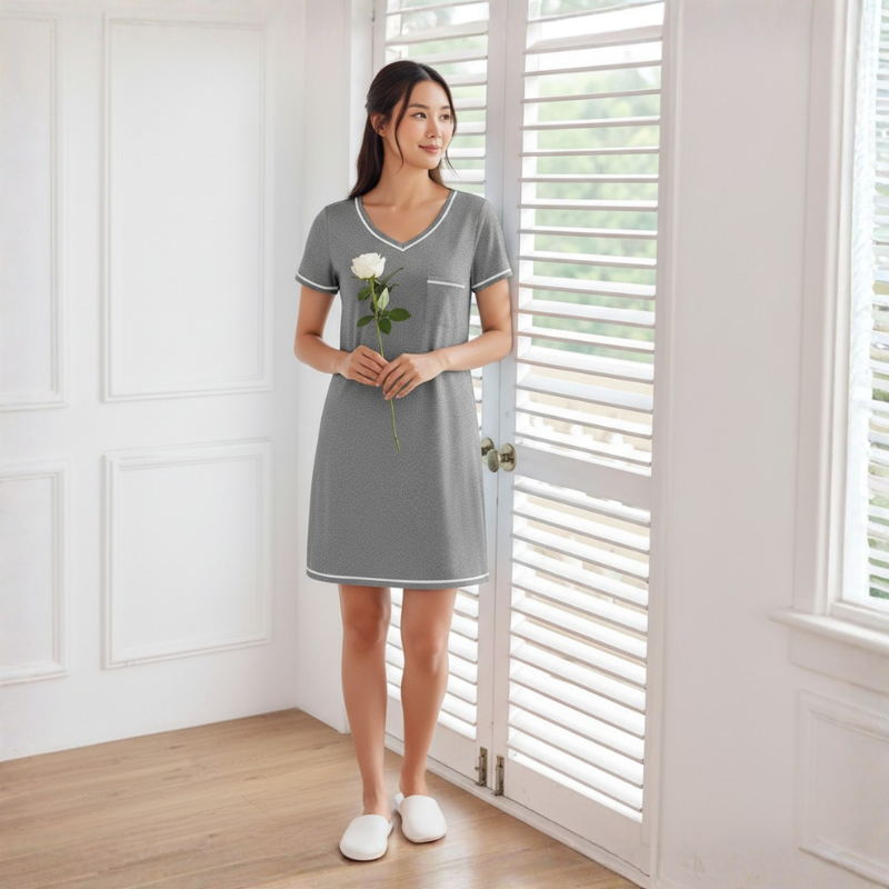 Pack Of 3 T Shirt Nightgowns With Short Sleeve And Pocket For Women