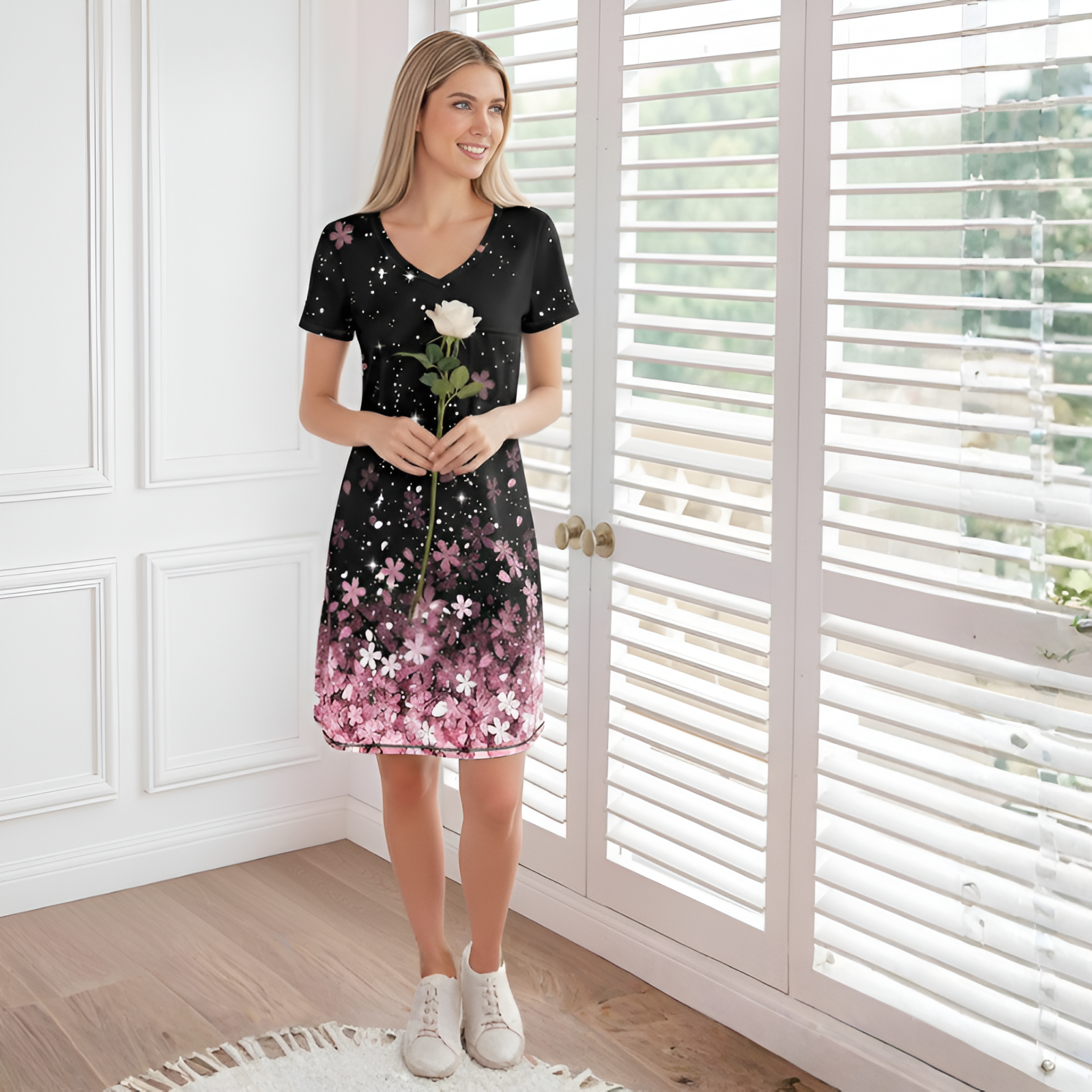 Pack Of 3 T Shirt Nightgowns With Short Sleeve And Pocket For Women